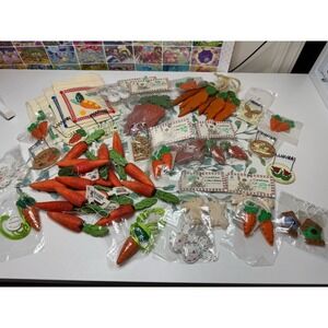 Easter Carrot & Bunny Craft Decor Lot of 57 Pieces Mixed Materials